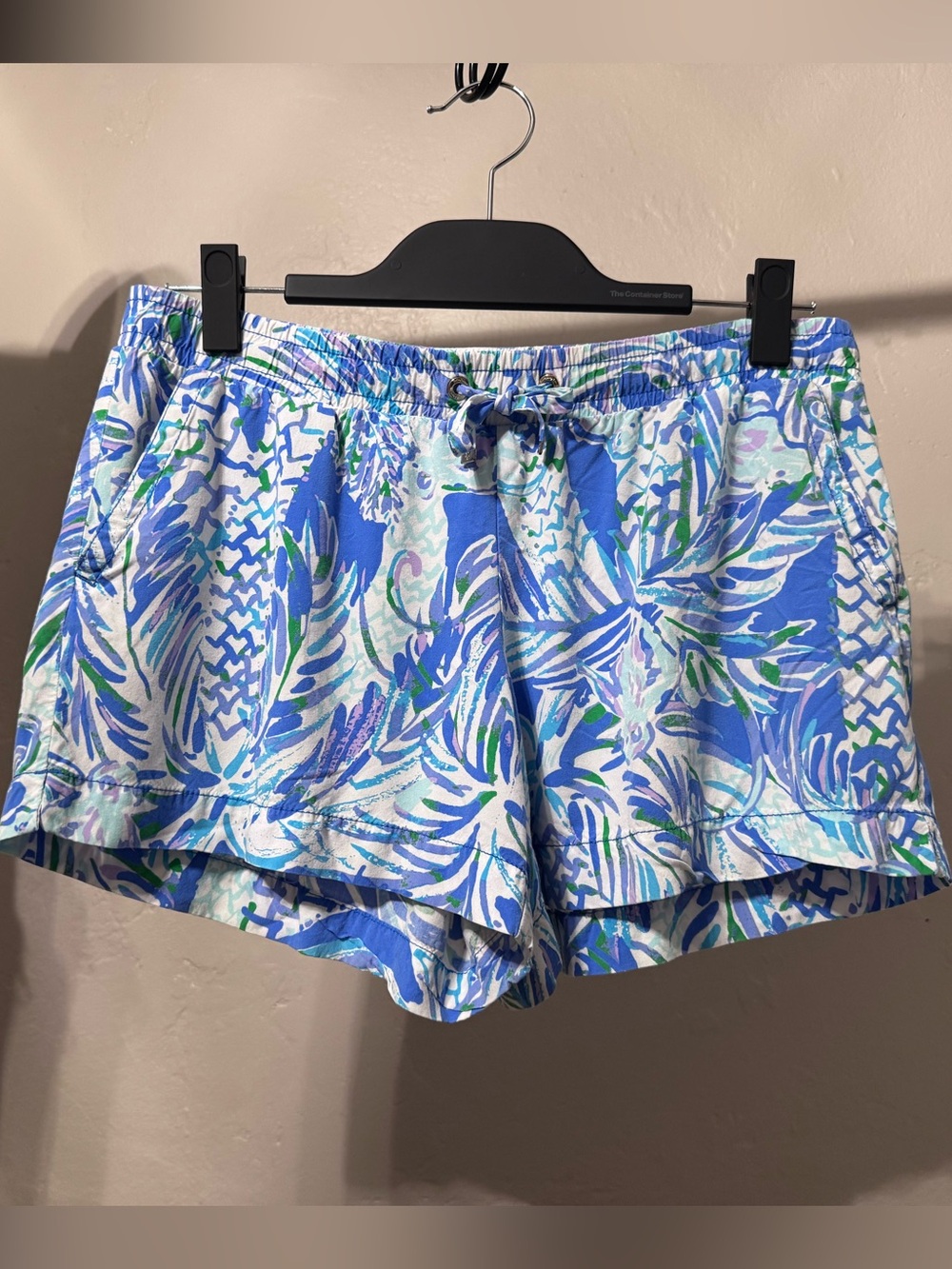 Lilly Pulitzer Katia Blue & Green Abstract Print Pull On Shorts Size M